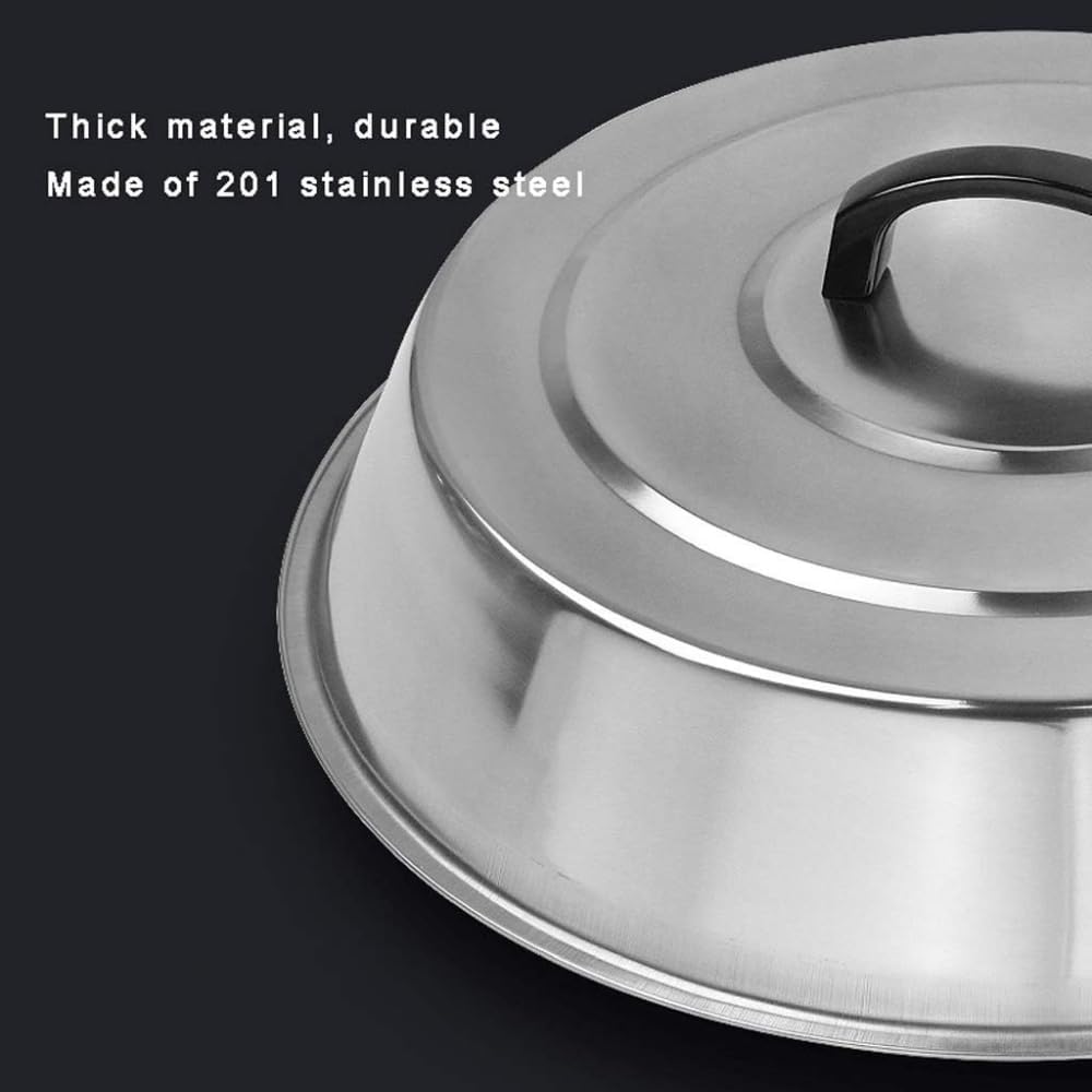 Round Stainless Steel Lid Food Cover Cheese Melting Dome and Steaming Cover for Use in Flat Top Griddle Grill Cooking Indoor or Outdoor Steaming Cover Dome Lid-62CM