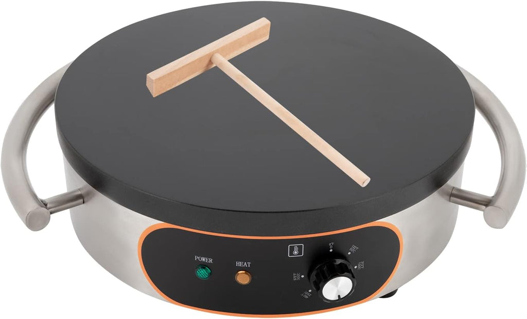 Electric Crepe Maker, Pan Crepe Maker With Spatula 20.7' Extra Thick Cast Iron Cooking Plate 1500W Adjustable Temperature 50℃-300℃ Stainless Steel Electric Griddle for Crepes Pizza Pancakes