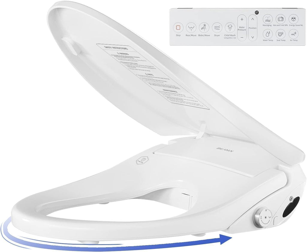 X7 Smart Heated Bidet Toilet Seat with Remote Control, Front&Rear Cleansing with Hot-Cold SPA,Pre-Wetting,Deodorizing,Instant Heating,Seat Heating,Nozzle Self-Cleaning and Energy Saving
