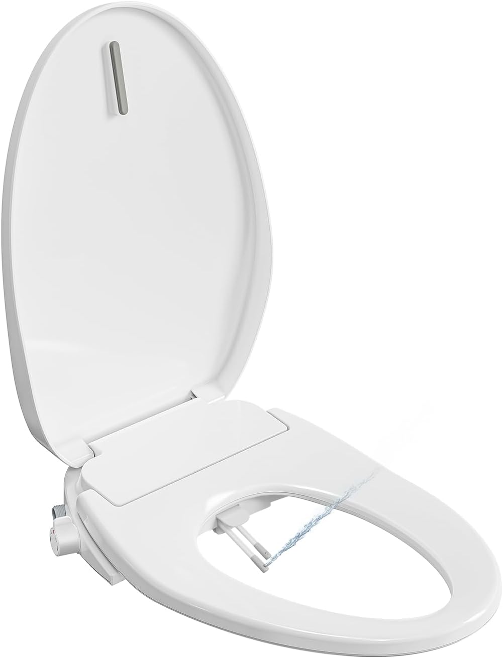 Electric Heated Bidet Toilet Seat Elongated, Smart Toilet Seat With Adjustable Warm Water Pressure, Soft Closed Lid, Night Light, Self-Cleaning Dual Nozzles For Frontal & Rear Wash E300