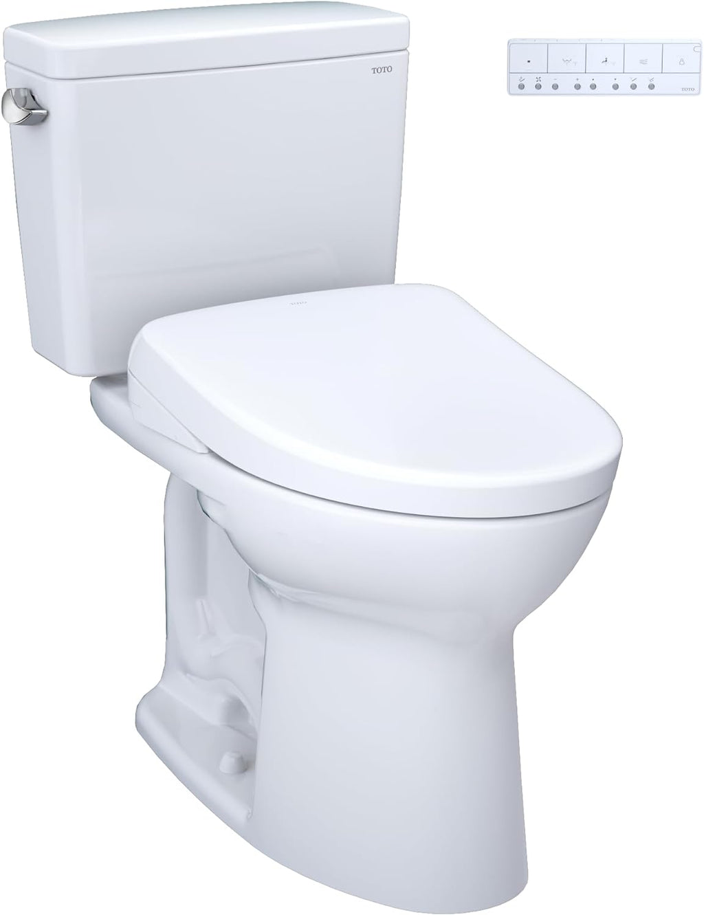 TOTO® Drake® WASHLET®+ Two-Piece Elongated 1.28 GPF Universal Height TORNADO FLUSH® Toilet and S7A Contemporary Bidet Seat with Auto Flush, 10 Inch Rough-In, Cotton White - MW7764736CEFGA.10#01