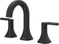 Pfister Vaneri Widespread Bathroom Sink Faucet 8 in 3 Hole 2 Handle Matte Black Finish NSF Certified Water Efficient Push & Seal Drain TiteSeal Technology LF049VRIBB