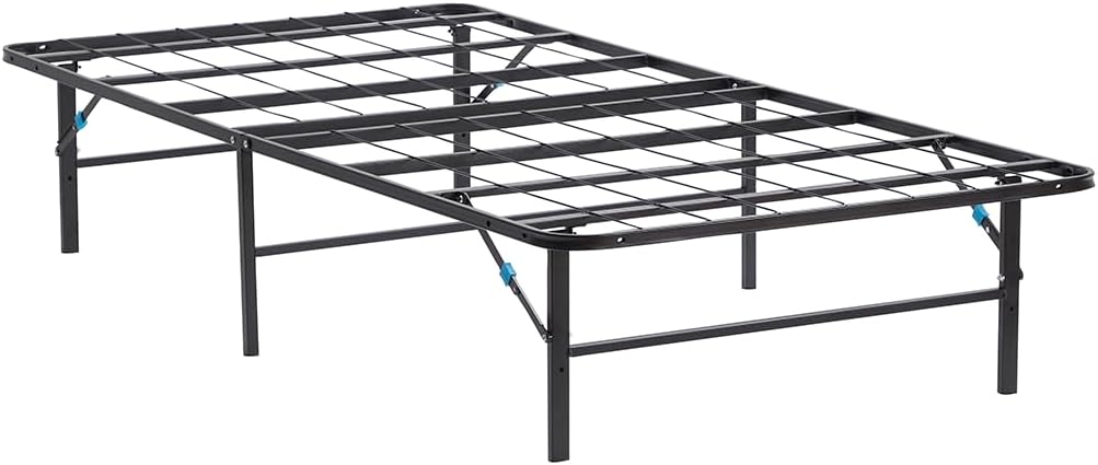 Nestl Twin Bed Frame, Foldable Bed, Platform Bed Frame, Steel, Easy Tool Free Assembly, 14 Inches High, Twin, Black