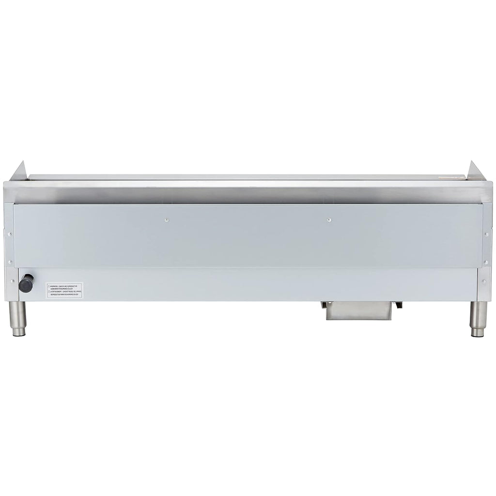 Iron Range IRMG-48 48' x 21' Countertop Commercial Gas Griddle, 120,000 BTU, 4 Burners, Stainless Steel, Manual Controls, ETL Listed, U-Style Burners, LPG Conversion Kit Included