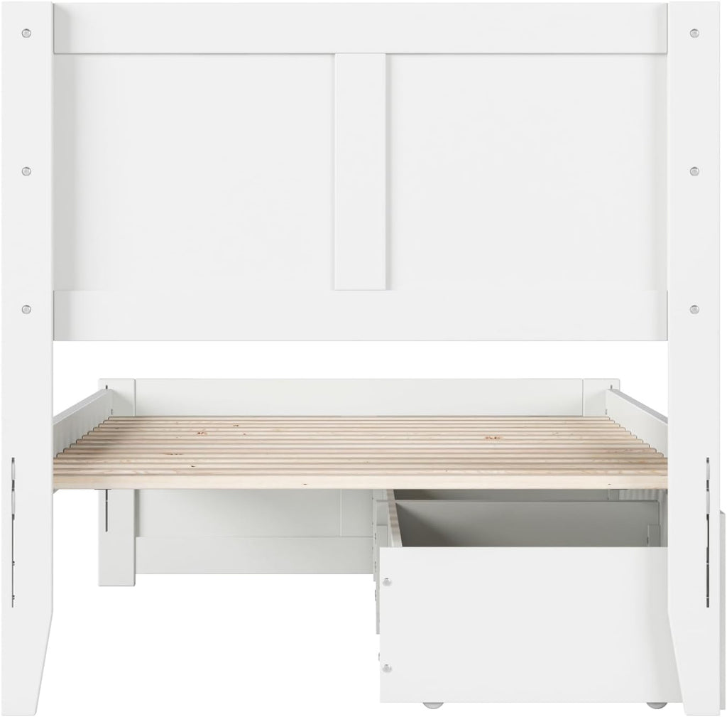 AFI, Canyon Twin Platform Bed with Matching Footboard & Storage Drawers, White