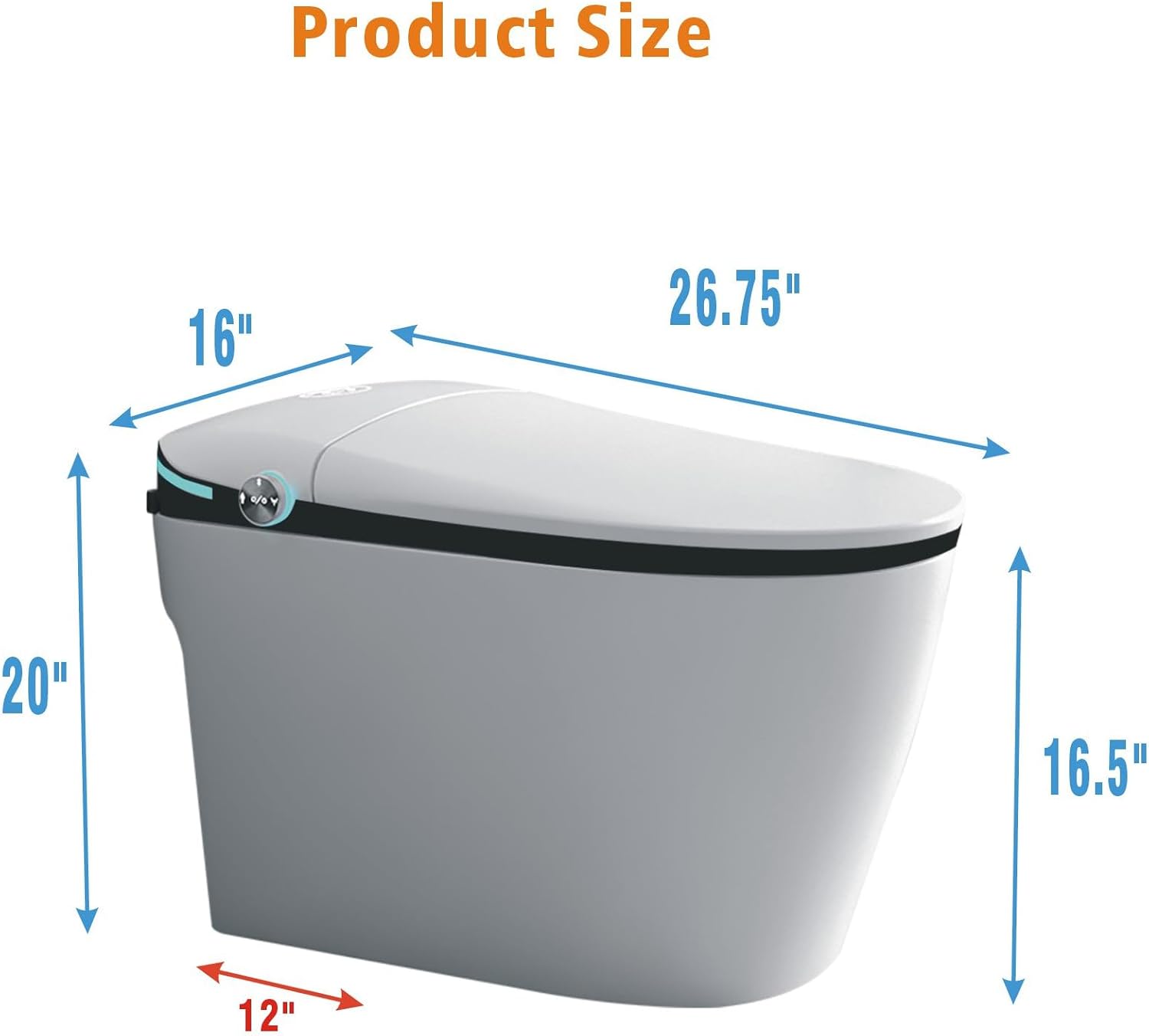 WinZo Tankless Smart Toilet With Bidet Built In, One-piece Bidet Toilet, Auto Flush, Auto Open & Auto Close,Heated Seat, Warm Water and Dry,Foor Sensor/Remote Control