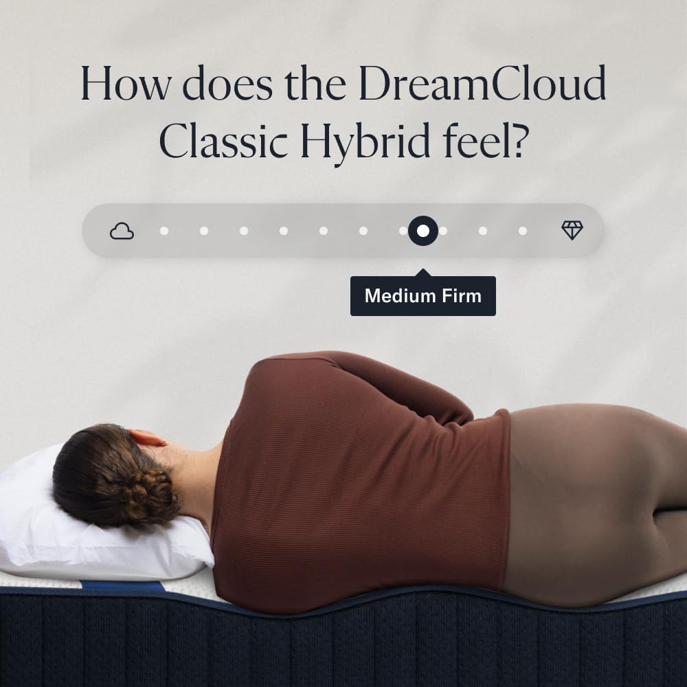DreamCloud Classic 12' Twin Mattress - Luxury Hybrid Gel Memory Foam - 365 Night Trial - Back Pain Relief - Fiberglass Free - Forever Warranty - Mattress in a Box - CertiPUR-US Certified