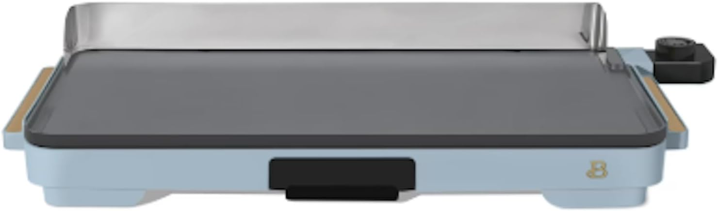 Electric Griddle XL 12' x 22', Nonstick Indoor Countertop Grill, Adjustable Temperature Control, Large Family Size Cooking Surface, Removable Drip Tray (Cornflower Blue)