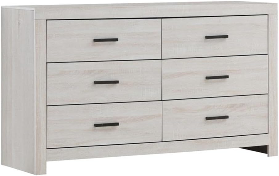 Coaster Home Furnishings Brantford Farmhouse 5-Piece Bedroom Set Eastern King Size Storage Panel Bed Frame 49-inch Headboard Coastal White 207050KE-S5