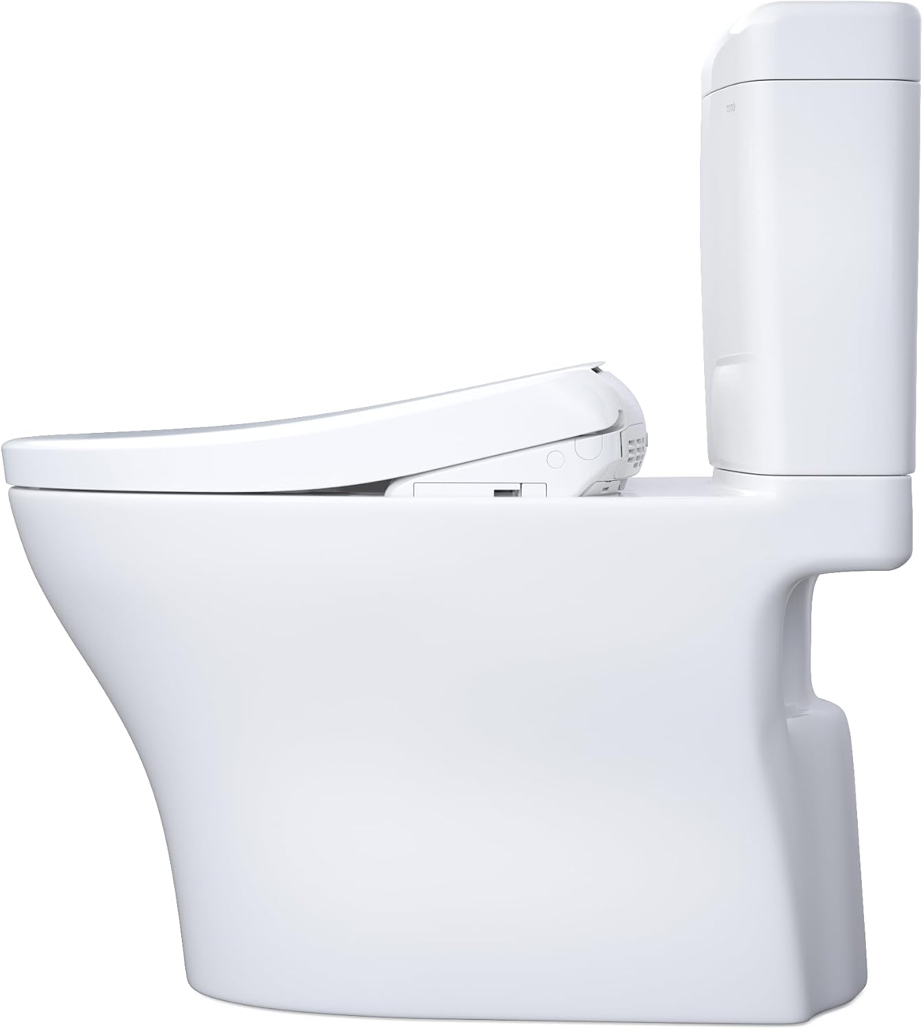 TOTO® WASHLET®+ Aquia IV® Cube Two-Piece Elongated Dual Flush 1.28 and 0.9 GPF Toilet with S7 Contemporary Bidet Seat, Cotton White - MW4364726CEMFGN#01
