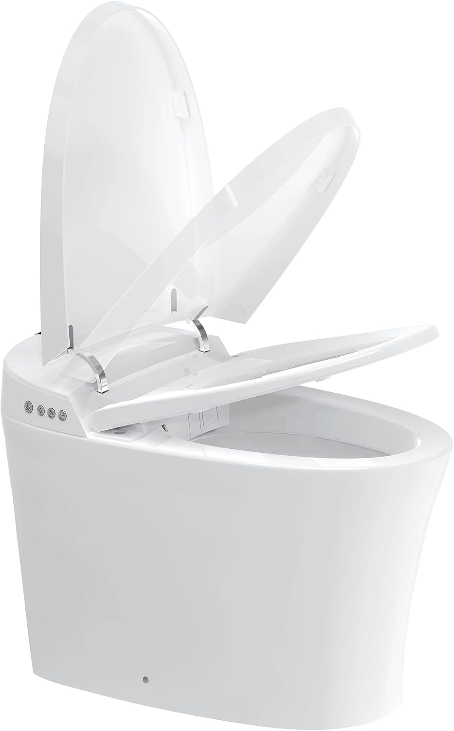 Elongated Smart Bidet Toilet Seat with Dual Flushing - One Piece Heated Toilet Seat Air Dryer - Tankless Toilet Bidet with 6 Levels of Seat and Wind Temperature