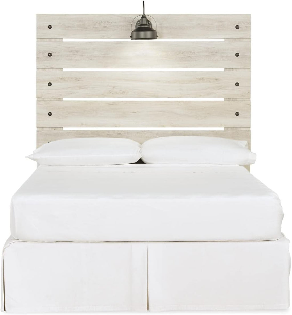 Signature Design by Ashley Cambeck Farmhouse Panel Headboard ONLY, Includes USB Charging Stations, For Full Size Beds, Whitewash, 57.09' W x 3.74' D x 60.47' H