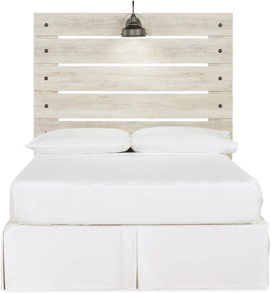 Signature Design by Ashley Cambeck Farmhouse Panel Headboard ONLY, Includes USB Charging Stations, For Full Size Beds, Whitewash, 57.09' W x 3.74' D x 60.47' H