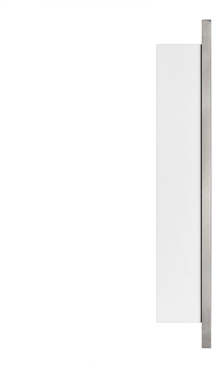TEHOME 24'' x 30'' Brushed Nickel Recessed and Surface Mount Bathroom Nickel Medicine Cabinet with Mirror Square Cornered Metal Framed Rounded Rectangle Medicine Cabinet Mirror
