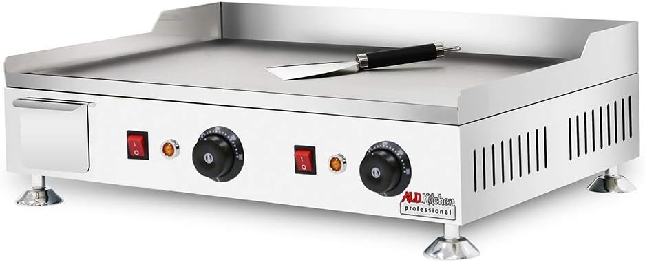 ALDKitchen Flat Top Griddle | Teppanyaki Grill with Dual Thermostat | No plug | 110V (24.25' x 17.59')