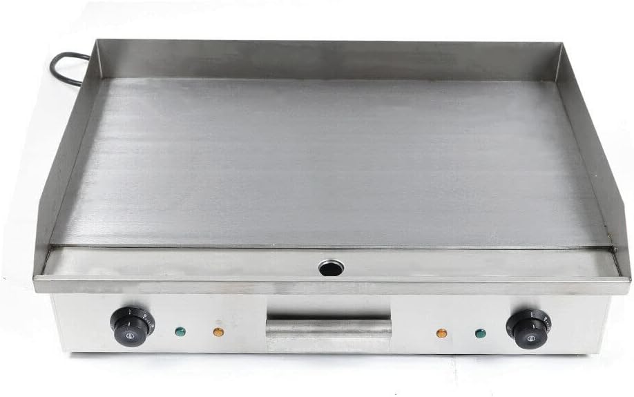 Commercial Griddle,3000W 110V Commercial Electric Countertop Griddle Stainless Iron Flat Top Grill Hot Plate BBQ 50°C to 300°C Adjustable Temp Control