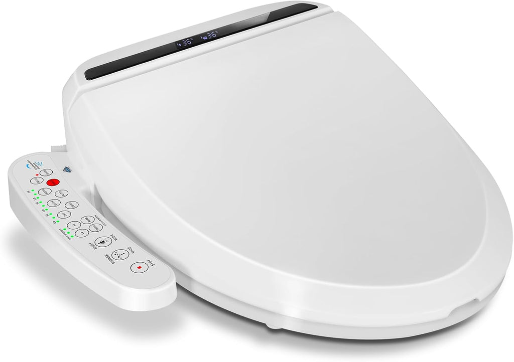 YOURLITE Bidet Toilet Seat Electric Warm Water Bidet with Warm Air Drying, Heated Seat with Self-cleaning Nozzle Temperature Adjustable White Toilet Seat