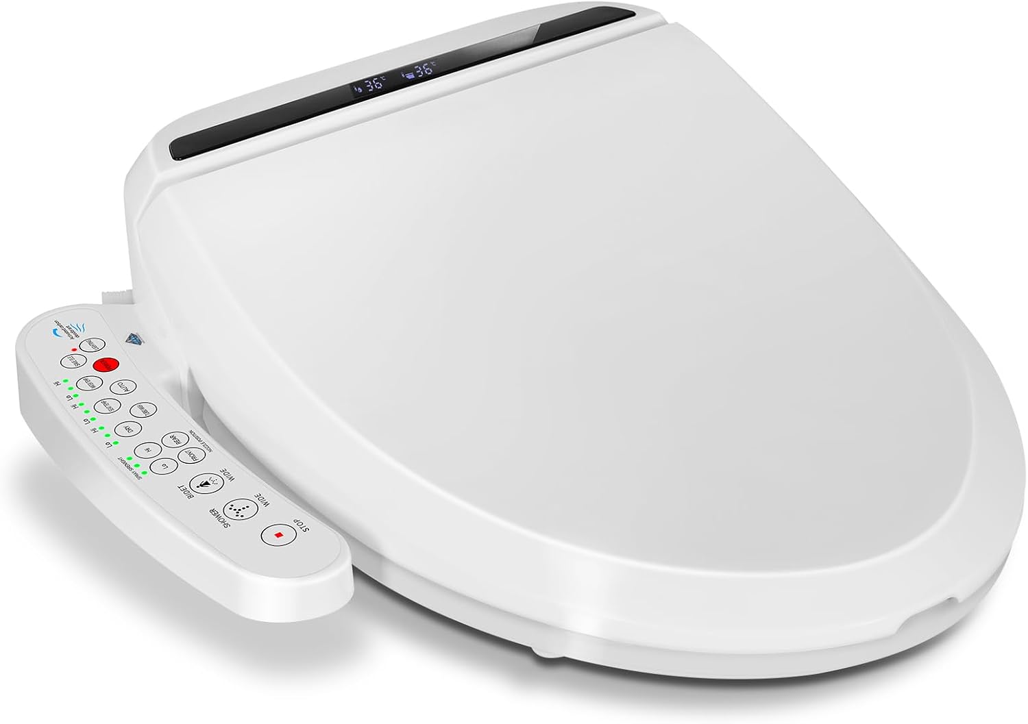 YOURLITE Bidet Toilet Seat Electric Warm Water Bidet with Warm Air Drying, Heated Seat with Self-cleaning Nozzle Temperature Adjustable White Toilet Seat