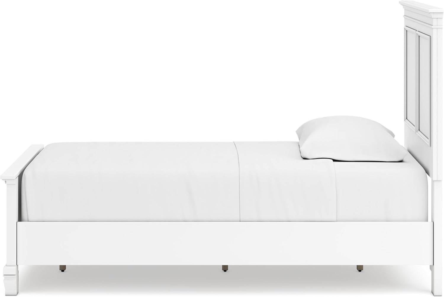 Signature Design by Ashley Fortman Transitional Twin Panel Bed with Tapered Feet, Foundation or Box Spring Needed, White