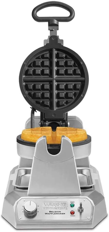 Waring Commercial Belgian Waffle Maker, 25 Waffles per Hour, Rotary Feature for Even Baking, Triple-Coated Nonstick Plates, NSF Certified, WW180X