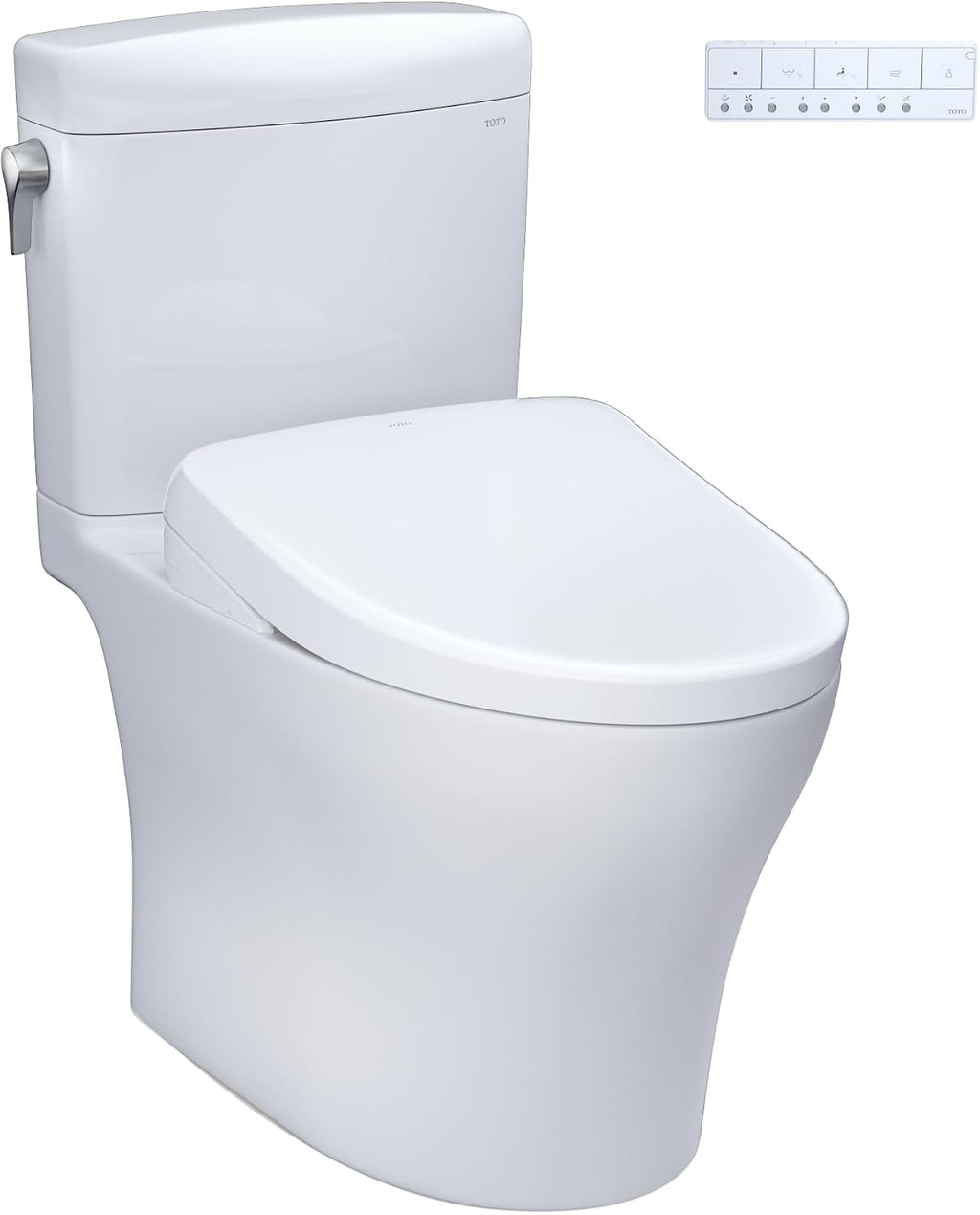 TOTO® WASHLET®+ Aquia IV® Cube Two-Piece Elongated Dual Flush 1.28 and 0.9 GPF Toilet with S7 Contemporary Bidet Seat, Cotton White - MW4364726CEMFGN#01
