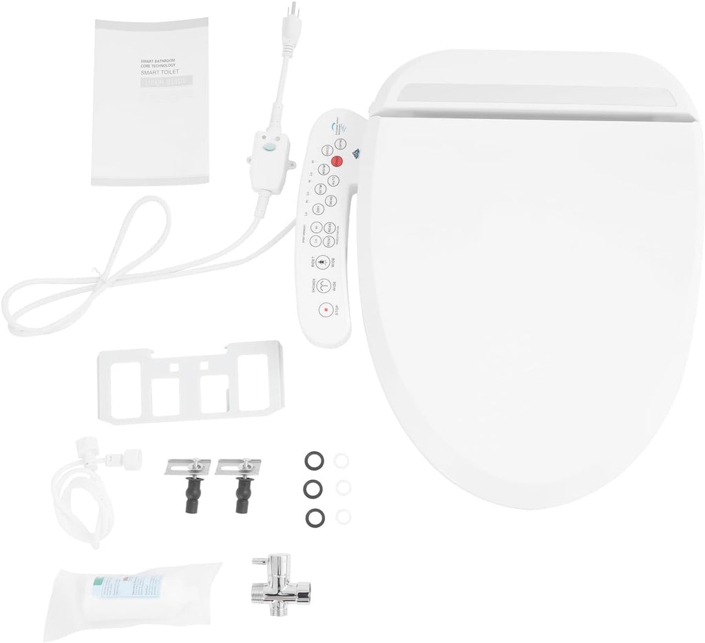 Bidet Toilet Seat, Electric Heated Toilet Seat with Intelligent Control Panel and Temperature Control, Smart Toilet Heated Seat with Massage Function & Night Light, Toilet Heated Seat for Home Bedroom
