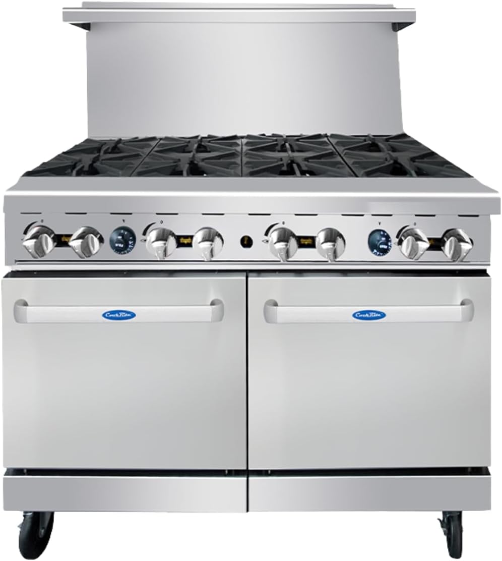 Atosa AGR Commercial Gas Range, 48' Gas Range, (8) Burners Top, (2) 20' Standard Ovens, Natural Gas (AGR-8B-NG)