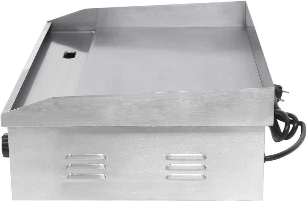 1600W Flat Top Grill Commercial Electric Griddle Adjustable Thermostatic Control Countertop Stainless Steel Restaurant Teppanyaki Cooking Stove for Outdoor Kitchen,Silver