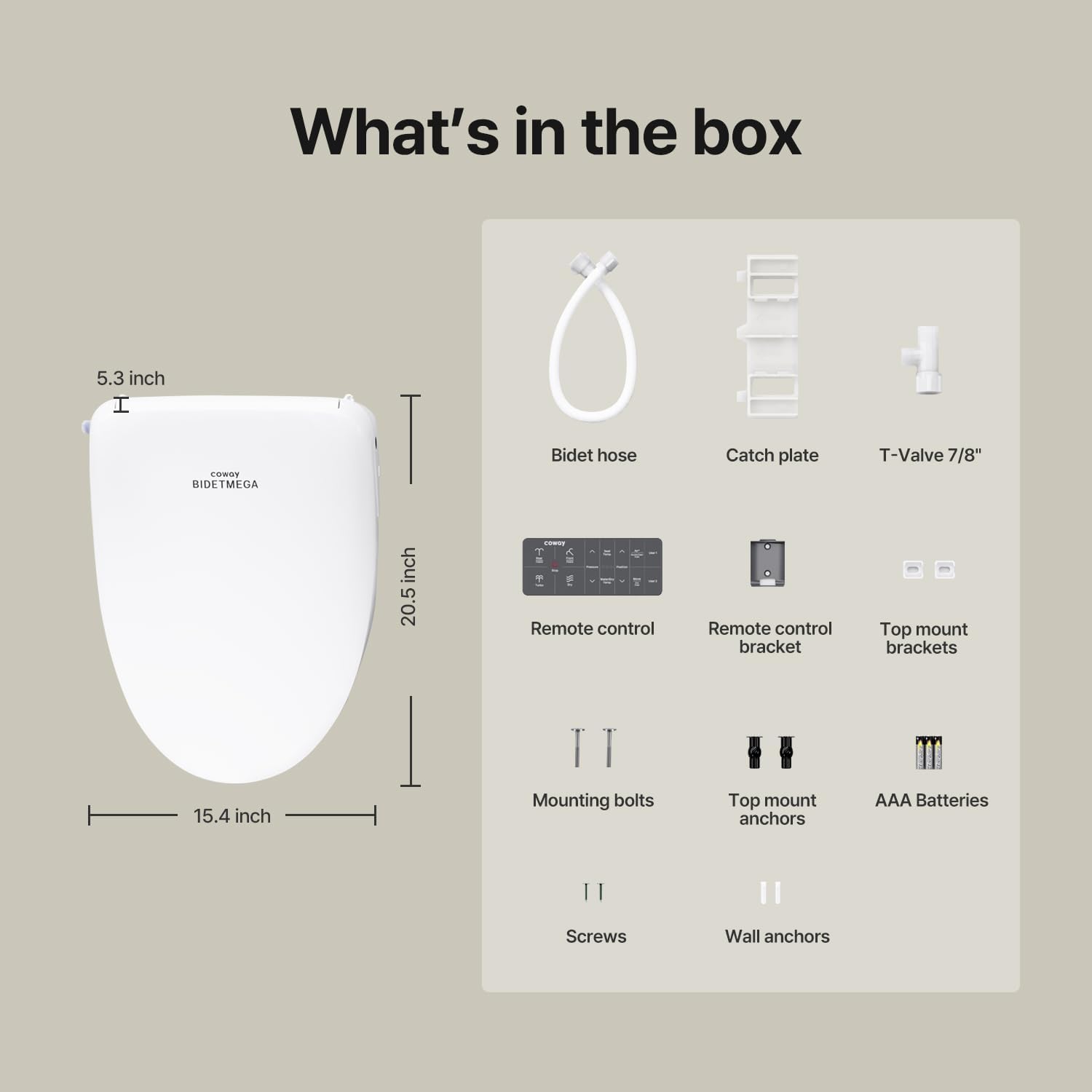 COWAY Bidetmega 200N Electronic Bidet Toilet Seat with Instantaneous Water Heating, Heated Seat and Dryer, Soft Close Lid, Stainless Nozzle, Night Light, Self Cleaning, Remote Control, Elongated