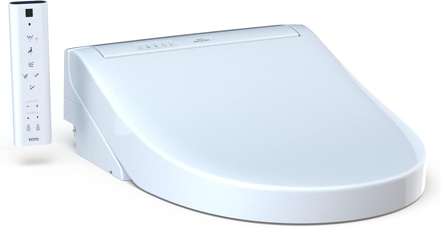 TOTO SW3083#01 WASHLET C5 Round Electronic Bidet Toilet Seat, C5Round, Cotton White & SW3084#01 WASHLET C5 Electronic Bidet Toilet Seat with PREMIST and EWATER+ Wand Cleaning, Elongated, Cotton White