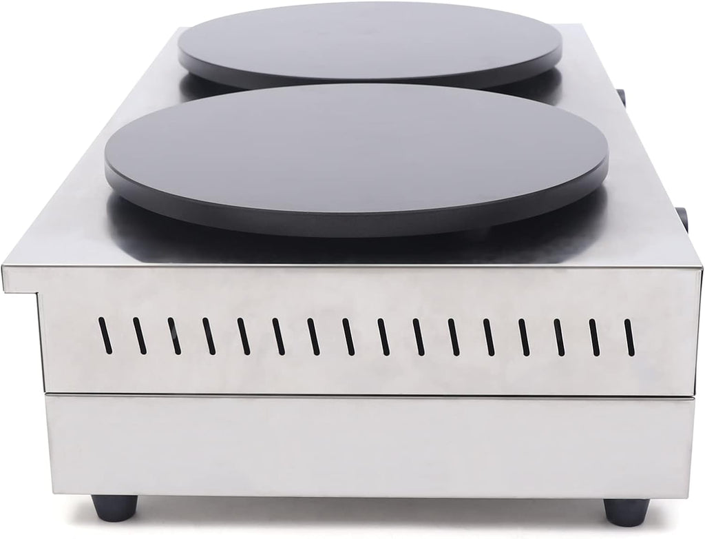 16 Inch Electric Crepe Maker, 2x1700W Commercial Crepe Maker Double Head Electric Crepe Griddle Blintzes Maker, Large Commercial Crepe Machine 122°F-572°F Temp. Range for Blintzes, Crepes