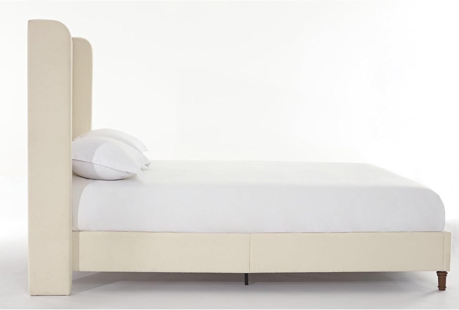 Upholstered Bed Frame King Size, 54' Tall Headboard Wingback Upholstered Platform Bed Frame for Adults Bedroom Strong Wood Slats Support/No Box Spring Needed/Easy Assembly, Beige