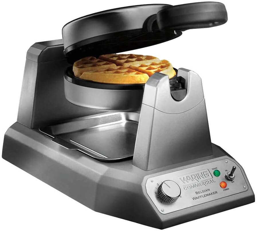 Waring Commercial Belgian Waffle Maker, 25 Waffles per Hour, Rotary Feature for Even Baking, Triple-Coated Nonstick Plates, NSF Certified, WW180X