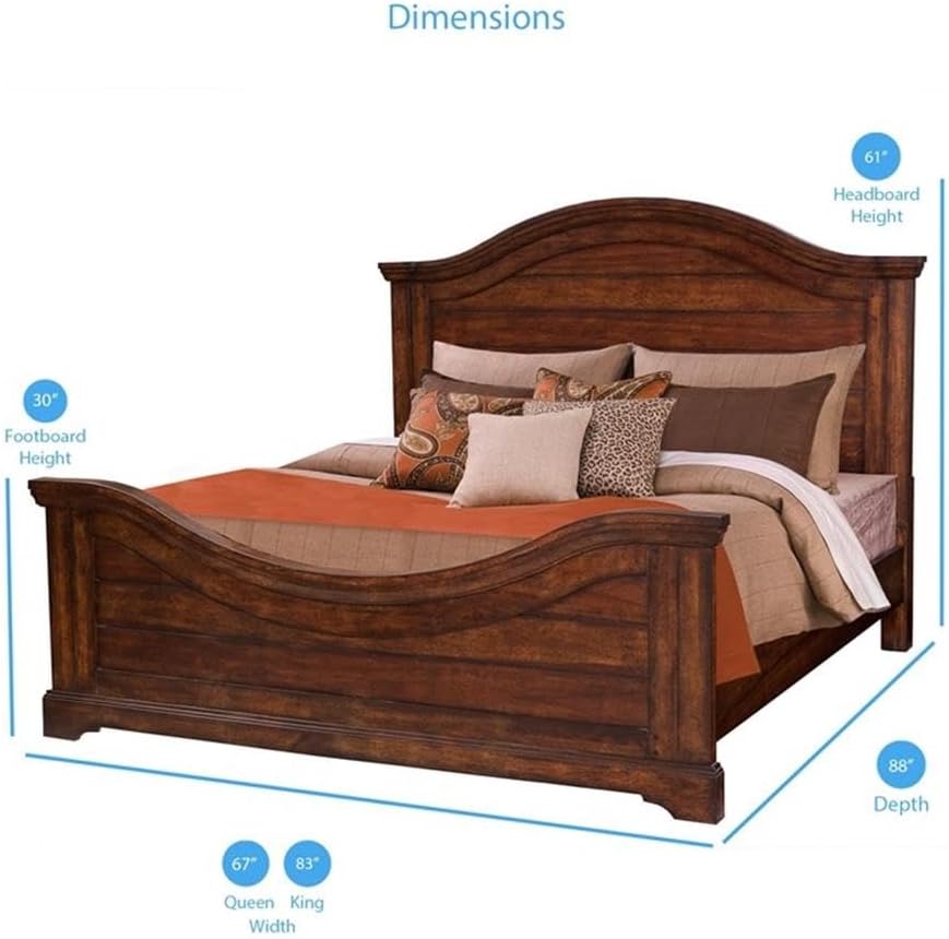 American Woodcrafters Stonebrook Panel Bed, Queen, Tobacco