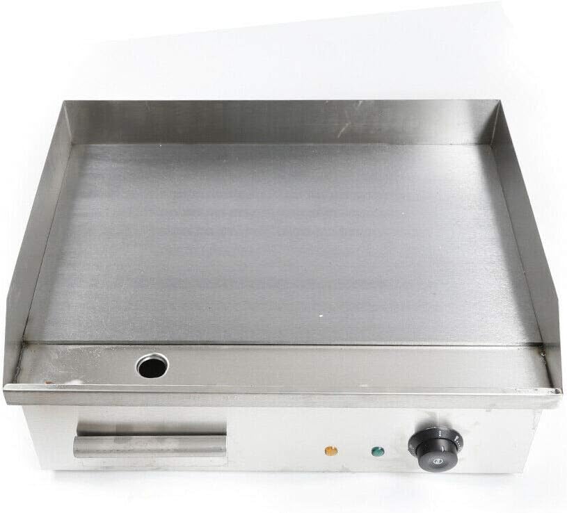 Commercial Flat Top Griddle, 3000W Electric Teppanyaki Griddle Nonstick Stainless Steel Countertop Grill with Adjustable Thermostatic Control 122°F-572°F 21.6'x13.8'(NO PLUG)
