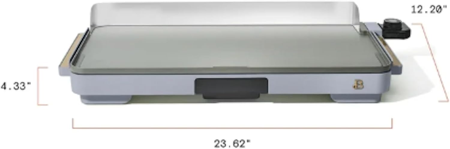 Electric Griddle XL 12' x 22', Nonstick Indoor Countertop Grill, Adjustable Temperature Control, Large Family Size Cooking Surface, Removable Drip Tray (Cornflower Blue)