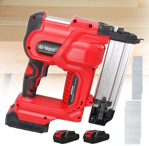 Cordless Electric 2-in-1 Nailer, Adjustable Depth Handheld Brad Nailer with LED Light, Ideal for Woodworking and Home Renovations, Perfect for DIY and Professionals, Blue