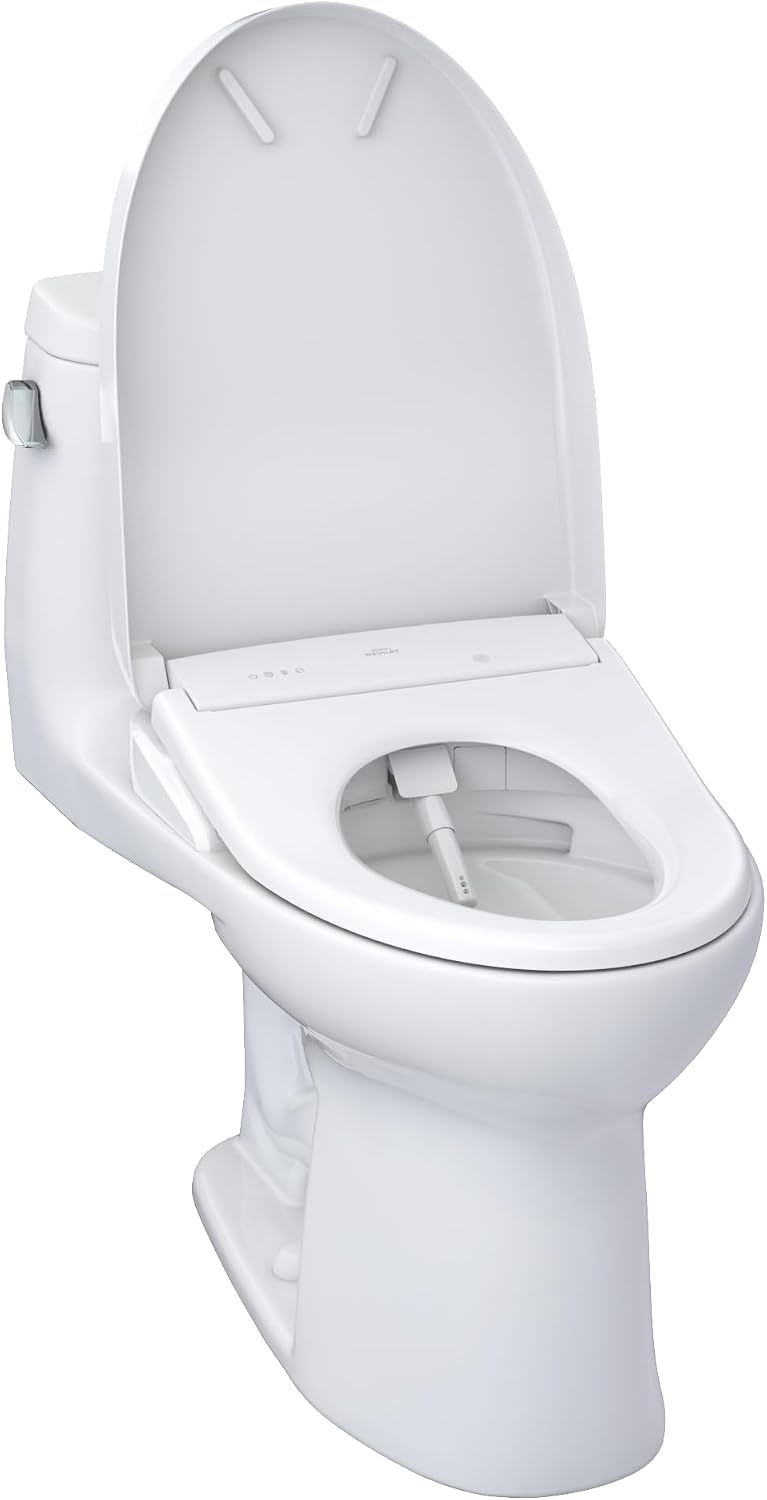 TOTO® WASHLET®+ UltraMax® II One-Piece Elongated 1.28 GPF Toilet with Auto Flush WASHLET®+ S7A Contemporary Bidet Seat, Cotton White - MW6044736CEFGA#01