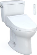 TOTO Drake WASHLET+ Two-Piece Elongated 1.6 GPF Universal Height TORNADO FLUSH Toilet with C5 Bidet Seat, 10 Inch Rough-In, Cotton White - MW7763084CSFG.10#01