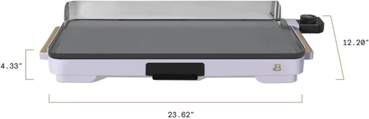 Extra Large Electric Griddle 12x22 Inch, 1500W Nonstick Countertop Griddle with Removable Backsplash and Adjustable Temperature Control for Family Breakfast & Indoor Cooking (Lavender)
