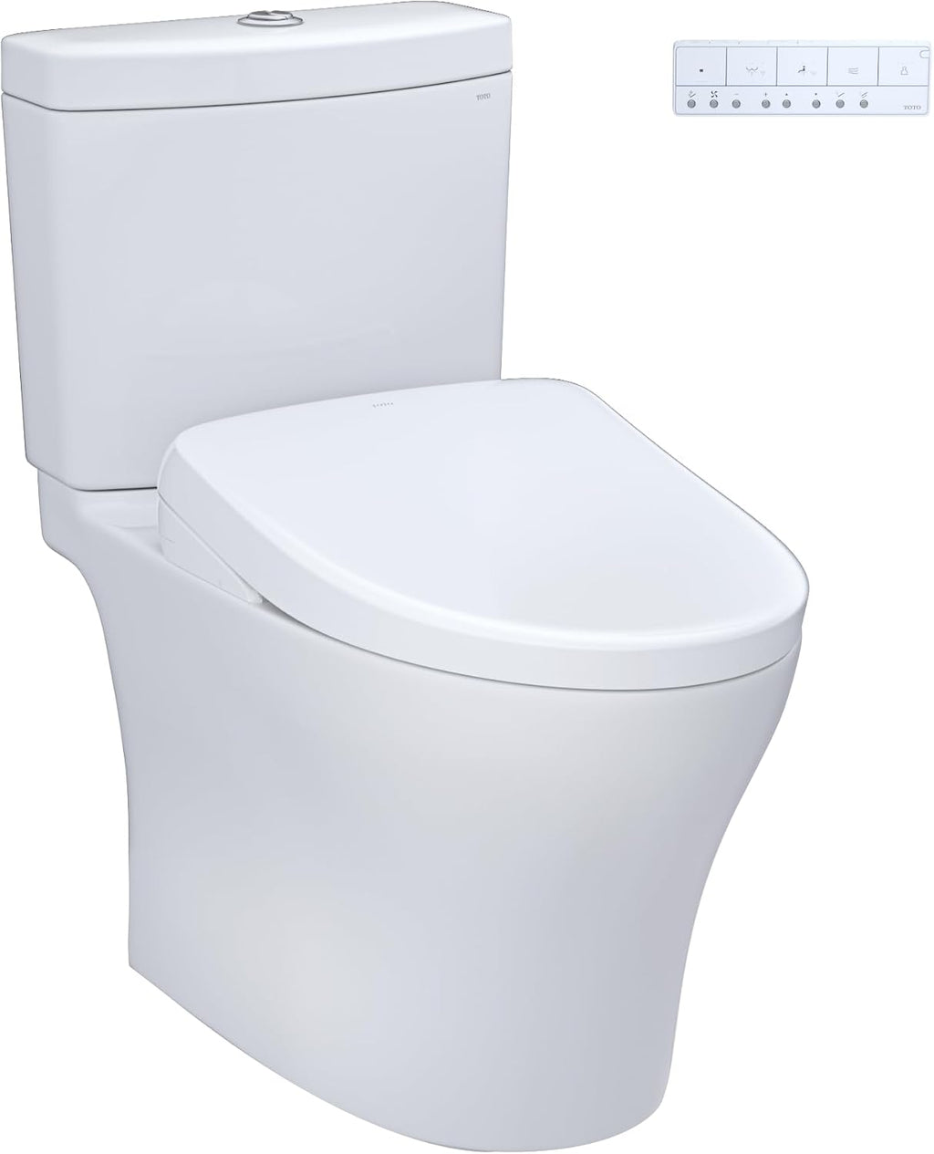 TOTO® WASHLET®+ Aquia® IV Two-Piece Elongated Dual Flush 1.28 and 0.9 GPF Toilet with S7 Contemporary Bidet Seat, Cotton White - MW4464726CEMFGN#01