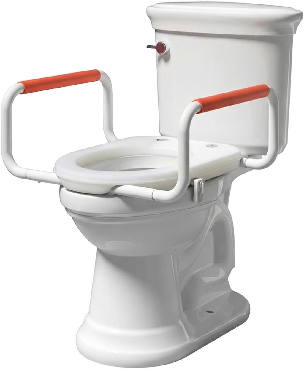 R&T Toilet Seat Riser 2' Raised Seat with Removable Padded Handles Fit for Elongated Toilets