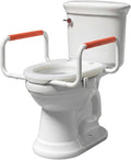 R&T Toilet Seat Riser 2' Raised Seat with Removable Padded Handles Fit for Elongated Toilets