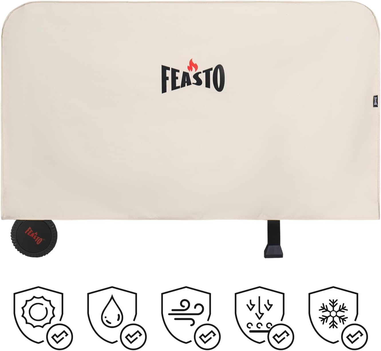 Feasto 3-Shelf Pizza Oven Table 33.5' x 21.7' Stainless Top, Rolling Outdoor Grill Cart with Waterproof Cover for Pizza Ovens & Griddles, Heavy-Duty BBQ Prep Station for Patio & Deck, Black