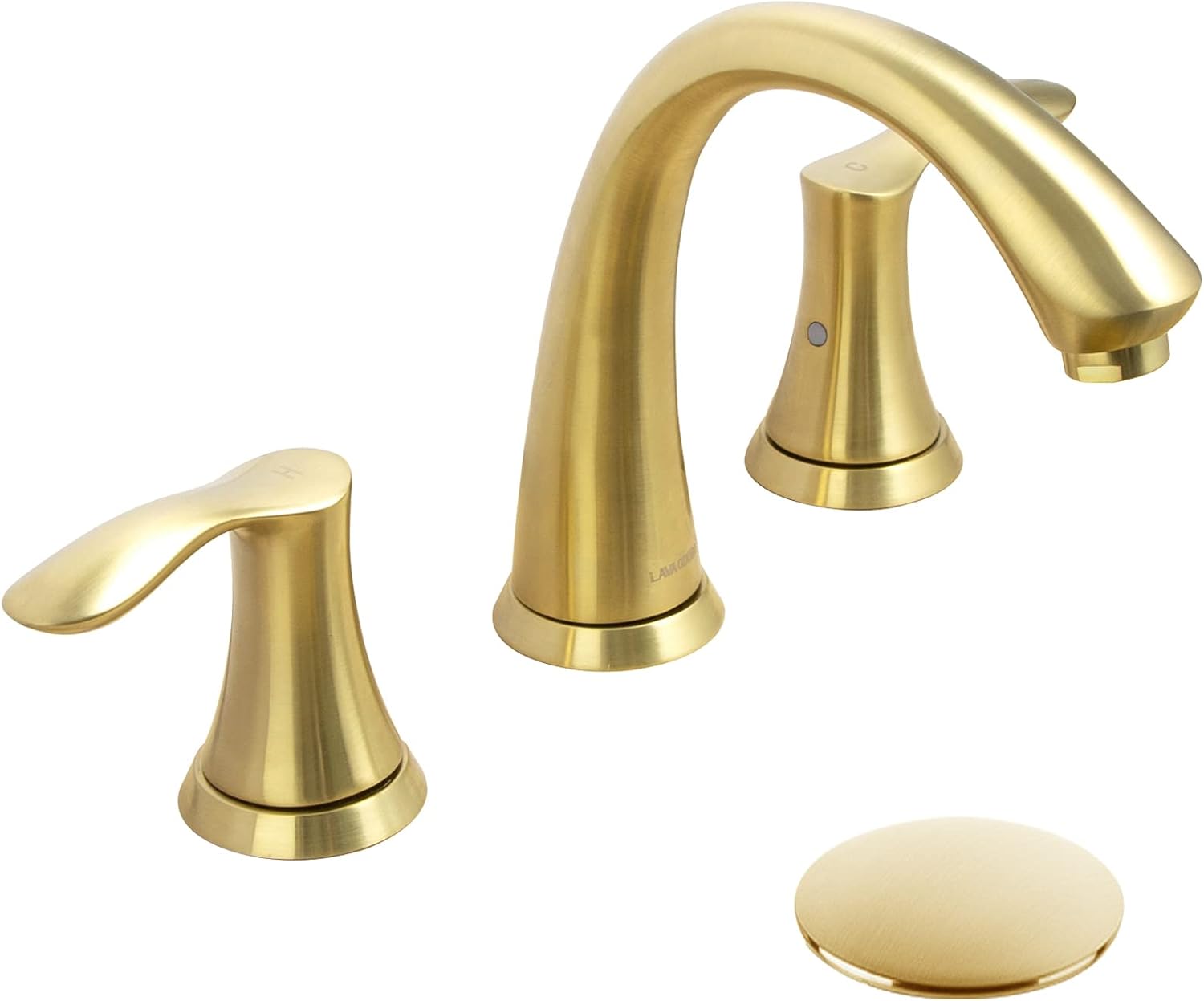 Lava Odoro Valenvoir Gold Bathroom Faucet for Sink 3 Hole, Brushed Gold 8 inch Widespread Bathroom Faucet 2 Handle Bathroom Sink Faucet for Vanity with Drain Assembly Supply line, BF405-SG