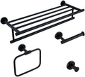 Modern Matte Black Bathroom Accessories Set with Towel Bar Bath Robe Hook and Brass Knurled Shelf Stylish Hardware Kit for Towels Paper and Tissues 3 Piece Set