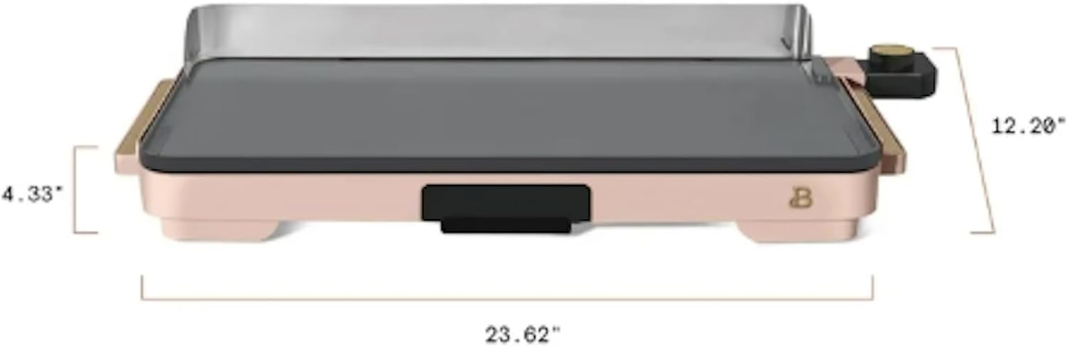 Stunning XL Electric Griddle 12' x 22,' Non-stick (Rose Pink)