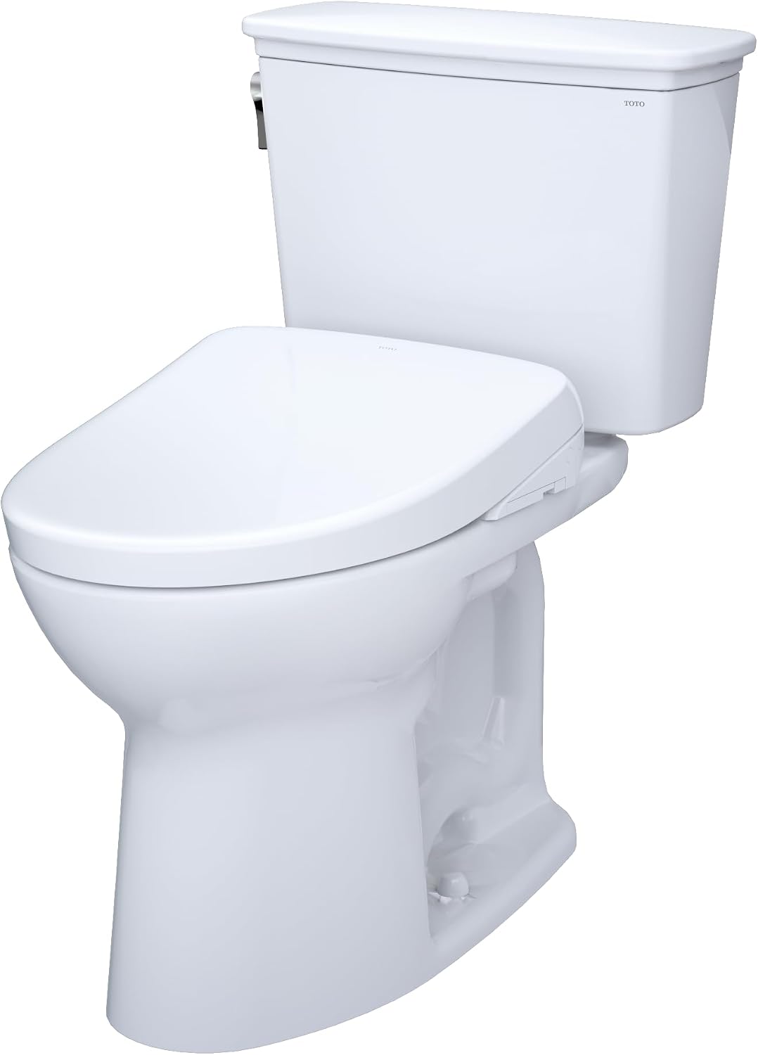 TOTO® Drake® Transitional WASHLET®+ Two-Piece Elongated 1.28 GPF Universal Height TORNADO FLUSH® Toilet with S7 Contemporary Bidet Seat, Cotton White - MW7864726CEFG#01