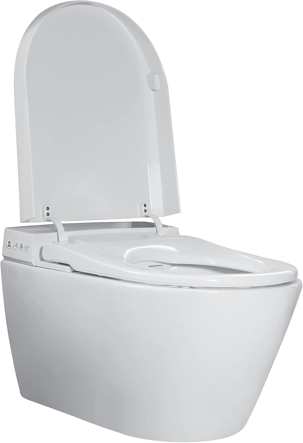 Aqueous In-Wall Smart Toilet Combo Set – Complete System with Toilet Bowl, Bidet Toilet Seat, Tank, Carrier for 2x4 Studs, Chrome Push Buttons, Round and Elongated Compatibility