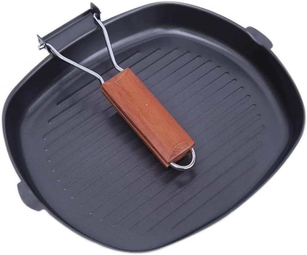 Frying Pan,Folding Square Pan Non-Stick Meat Skillet BBQ Folding Griddle Frying Kitchen Supplies Easy Clean Skillet Griddle for Picnic Camping Wok(20cm)
